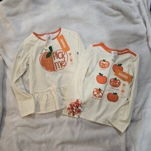 Gymboree Pumpkin Themed Long Sleeve Shirts and Hair Bow